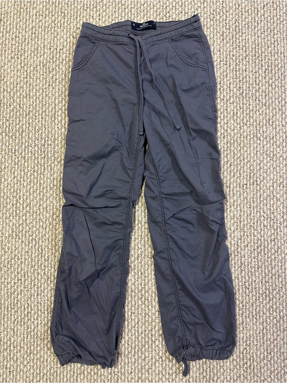Hollister Women’s Adjustable-Rise Parachute Baggy Pants- Blue/Gray